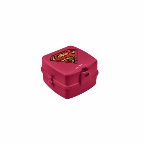 Cutie pentru sandwich de copii - superman - plastic rosu - 15x14x9 cm - tuffex 509-51