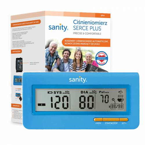 Tensiometru electronic de brat Sanity Serce Plus - 60 seturi de memorie - tehnologie FDS - Albastru