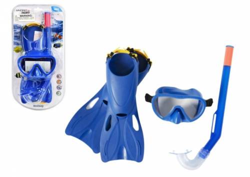 Set snorkeling pentru scufundari - cu laba de inot copii - bestway - 25039 - albastru