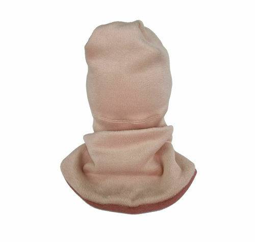 Set caciula cu protectie gat fleece pink pentru copii 6-8 ani - din bumbac