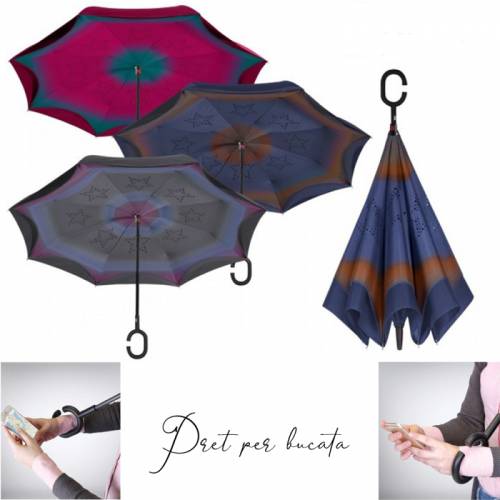 Umbrela ploaie reversibila model cu dungi