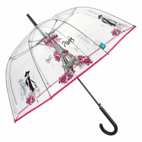 Umbrela transparenta automata baston Paris