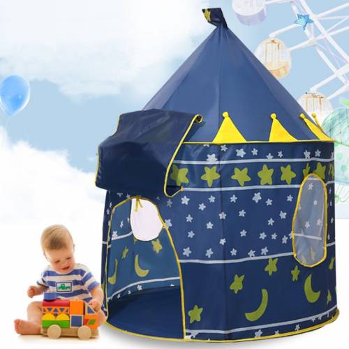 Cort tip castel pentru copii - model luna si stele - interior/exterior - 135x105 cm