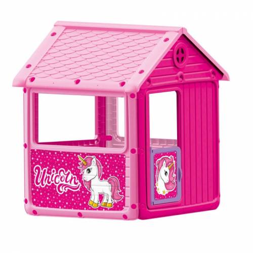 Casuta de joaca pentru copii - dolu - unicorn roz - 125x100x104 cm