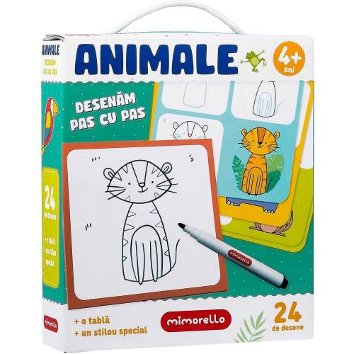 Joc educativ Animale Desenam pas cu pas - 24 piese Mimorello EK6667