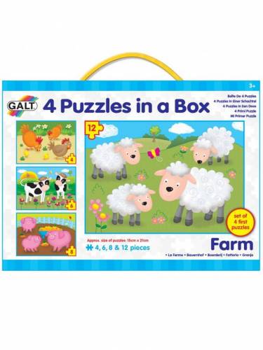 Set 4 puzzle-uri Animale de la ferma (4 - 6 - 8 - 12 piese)