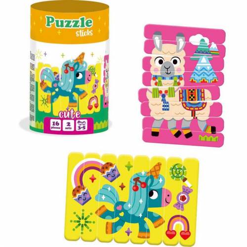 Set puzzle-uri din betisoare Lama si Unicorn - 16 piese Roter Kafer RK1090-01