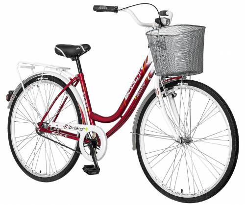 Bicicleta dama - 28 inch - cadru otel - v-brake - jante aluminiu - cos cumparaturi - portbagaj