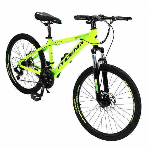 Bicicleta mtb - roti 24 inch - 21 viteze - schimbator shimano - frane pe disc - verde - phoenix