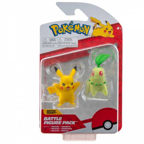 Set figurine de actiune - pokemon - chikorita & pikachu - 2buc