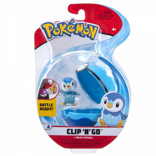 Set figurine clip n go - pokemon - piplup & dive ball - 2buc
