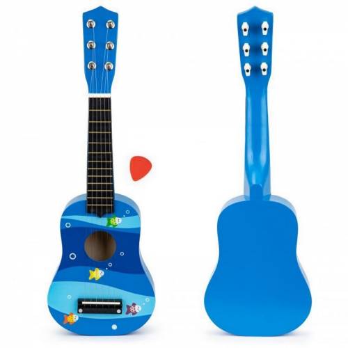 Chitara din lemn pentru copii cu corzi metalice ecotoys f018blue
