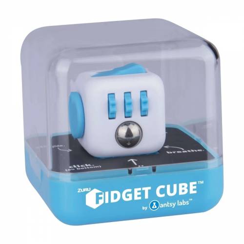 Cub antistres - fidget cube - alb si albastru