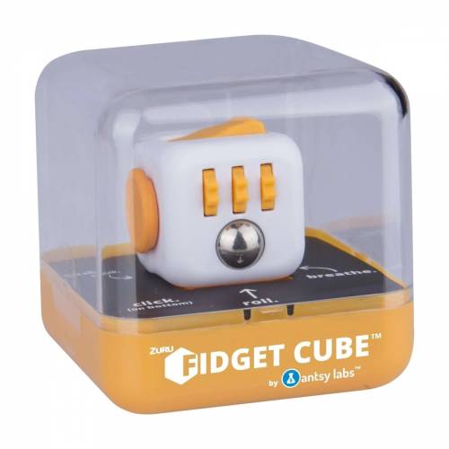Cub antistres - fidget cube - alb si portocaliu