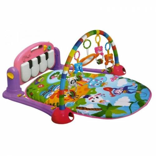 Salteluta covoras interactiv - pentru bebelusi - cu jucarii si pian roz - leantoys - 4579