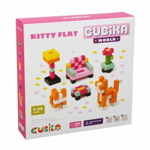 Joc Din Lemn Set de constructii Cubika World Kitty Flat