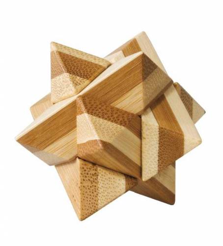 Joc logic iq din lemn bambus star - cutie metal