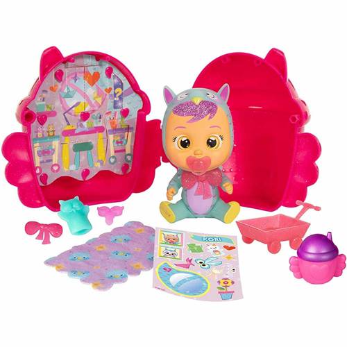 Papusa bebelus - imc toys wow mini cry babies model house of the winged cu 6 accesorii stralucitoare - roz