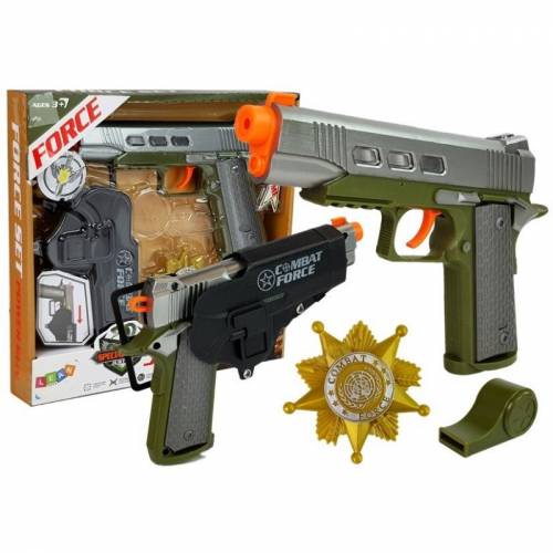Set de joaca pentru copii - pistol cu toc - insigna si fluier de armata - leantoys - 7869