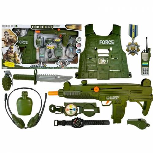 Set de joaca pentru copii - pusca si accesorii de armata - leantoys - 4873