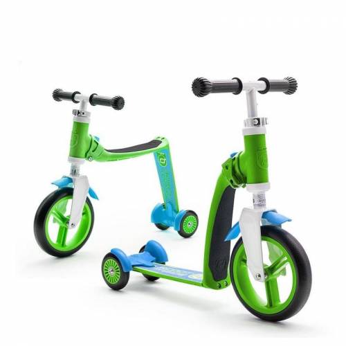 Trotineta copii 1-4 ani - transformabila 2in1 - highwaybaby+ verde albastru - scoot and ride