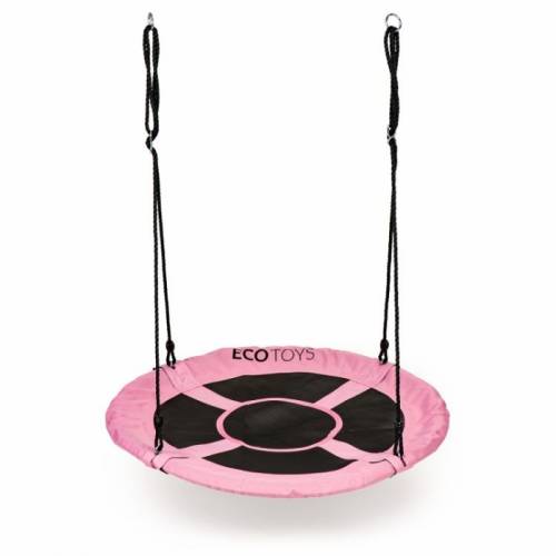 Leagan pentru copii rotund - tip cuib de barza - suspendat - 100 cm - ecotoys mir6001 - roz