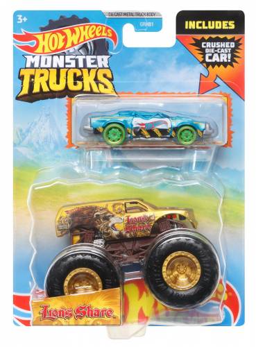 Hot wheels monster truck si masinuta metalica lion's share