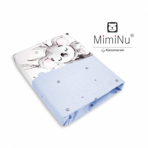 MimiNu - Cearceaf cu elastic - 120X60 cm - Koala Blue