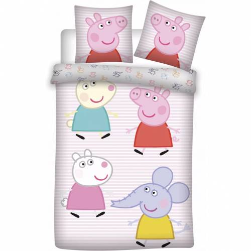Set lenjerie pat copii Peppa Pig with George - Suzy and Emily 100x135 + 40x60 SunCity BRM008281