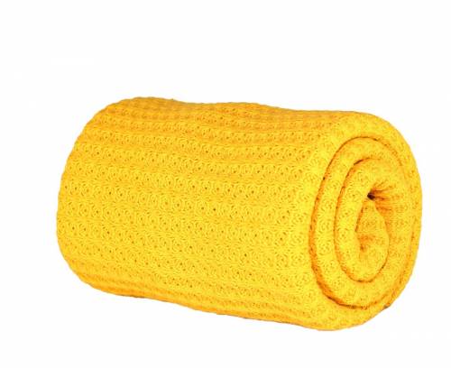 Amy - paturica puzzle tricotata din bumbac - 110x72 cm - galben