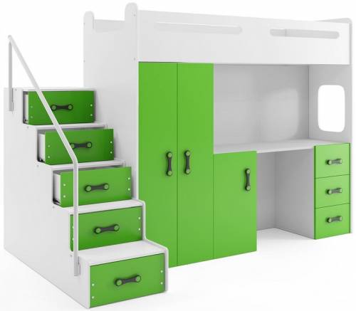 Mobilier complet camera copii max4 : pat - dulap - birou - verde