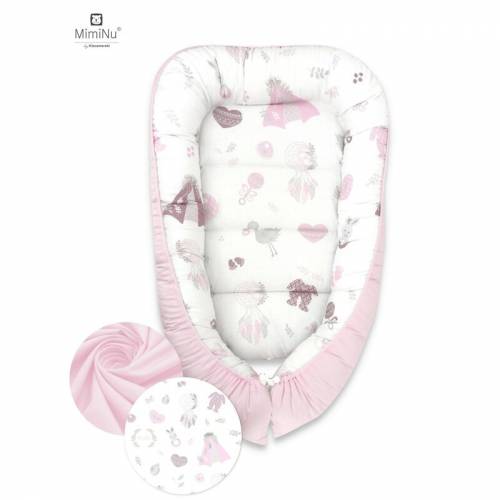 MimiNu - Cosulet bebelus pentru dormit - Baby Cocoon 90x50 cm - Baby Shower Pink
