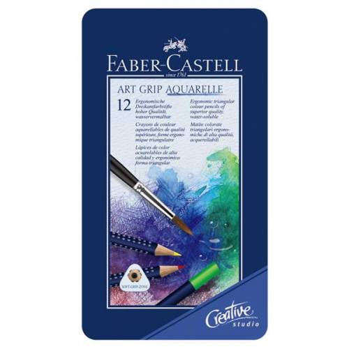 Creioane Colorate Aquarelle Art Grip 12 Culori Cutie Metal Faber-castell