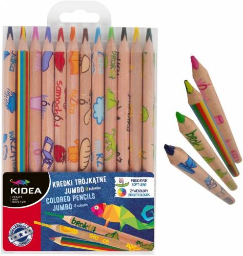 Set jumbo 12 creioane colorate+creion magic kidea