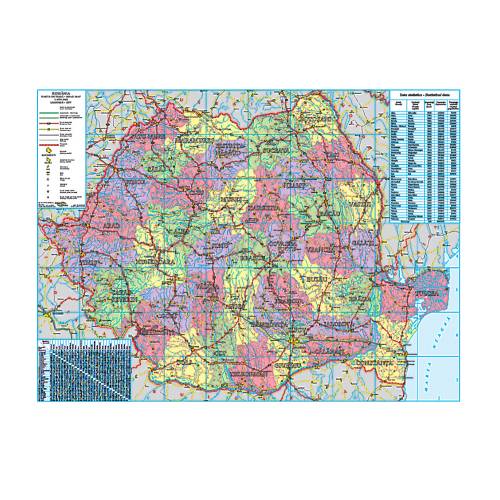 Harta Romania administrativa-rutiera-turistica 100x140 supra
